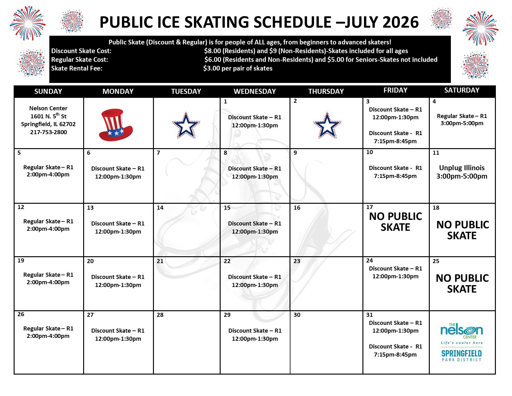 Public Ice Skate Schedule